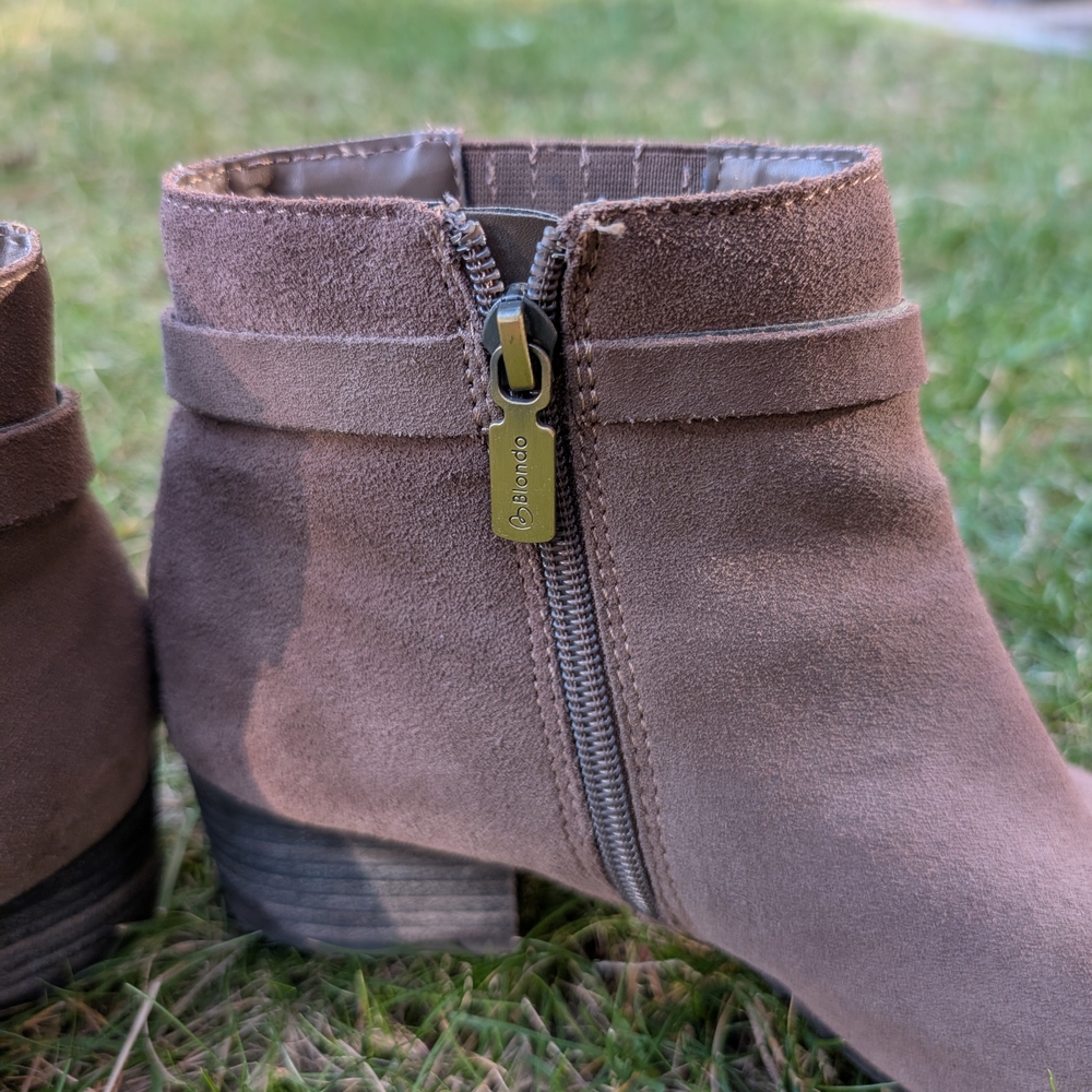 Blondo Taupe Suede Ankle Booties - Picture 4 of 8